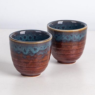 Peacock Tail Ceramic Teacup Set 2 Pcs