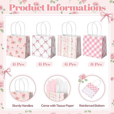 Mini Floral Gift Bags With Handles Tissue Paper