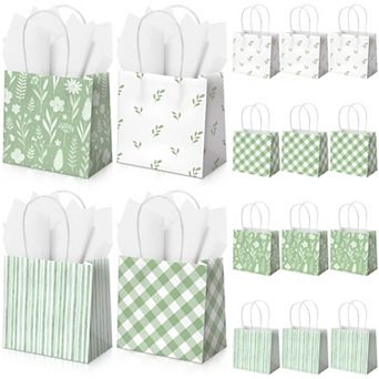 Mini Floral Gift Bags With Handles Tissue Paper