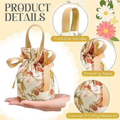 Floral Canvas Gift Bags With Handles