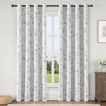 Blackout Flower Patterned Thermal Soundproof Grommet Curtains