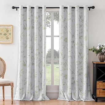 Blackout Flower Patterned Thermal Soundproof Grommet Curtains