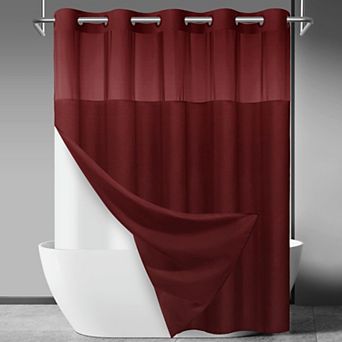 No Hook Slub Textured Shower Curtain Snap Liner Hotel Style Window