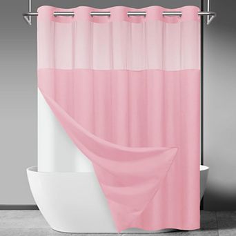 No Hook Slub Textured Shower Curtain Snap Liner Hotel Style Window
