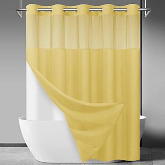 No Hook Slub Textured Shower Curtain Snap Liner Hotel Style Window