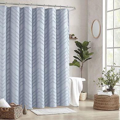Boho Tufted Chevron Textured Shower Curtain