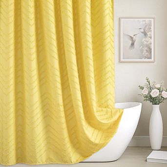 Boho Tufted Chevron Textured Shower Curtain