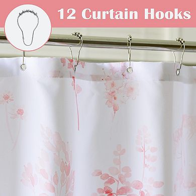 Nautical Stall Shower Curtain Waterproof Fabric Bath Set Hooks