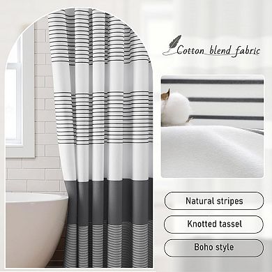 Shower Curtain Striped Tassel Bathroom