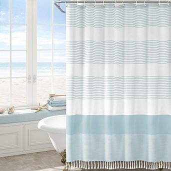 Shower Curtain Striped Tassel Bathroom