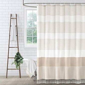 Shower Curtain Striped Tassel Bathroom