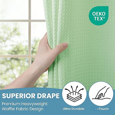 No Hook Waffle Shower Curtain Snap Liner Set