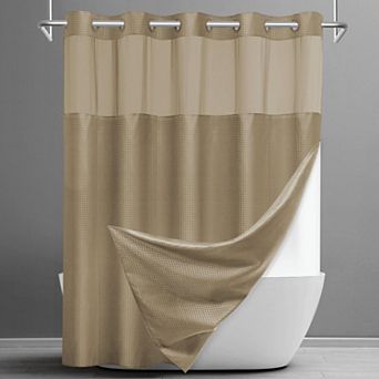No Hook Waffle Shower Curtain Snap Liner Set