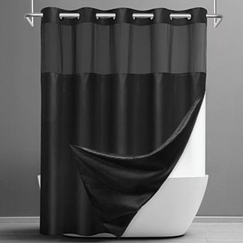 No Hook Waffle Shower Curtain Snap Liner Set