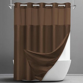 No Hook Waffle Shower Curtain Snap Liner Set