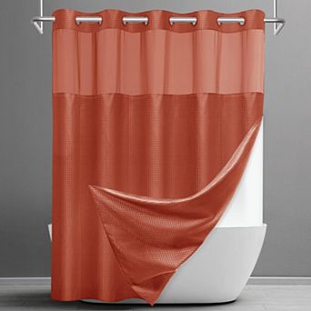 No Hook Waffle Shower Curtain Snap Liner Set