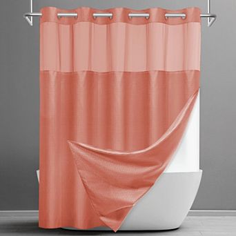 No Hook Waffle Shower Curtain Snap Liner Set