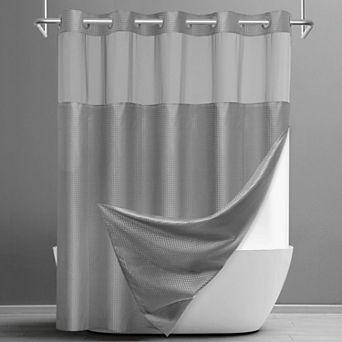 No Hook Waffle Shower Curtain Snap Liner Set