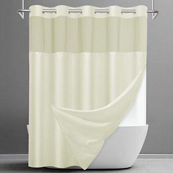 No Hook Waffle Shower Curtain Snap Liner Set