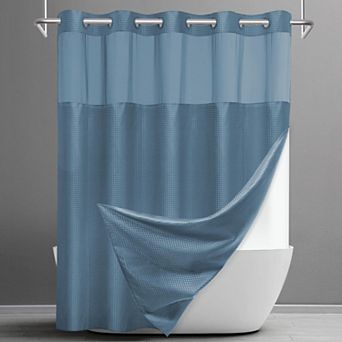 No Hook Waffle Shower Curtain Snap Liner Set