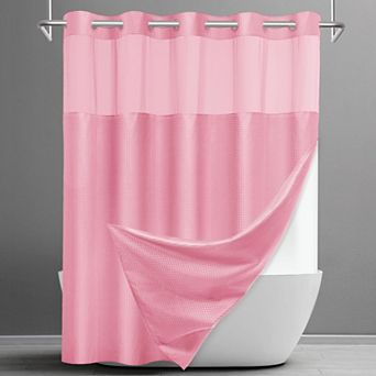 No Hook Waffle Shower Curtain Snap Liner Set