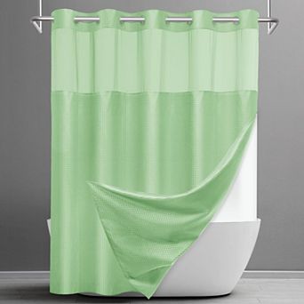 No Hook Waffle Shower Curtain Snap Liner Set