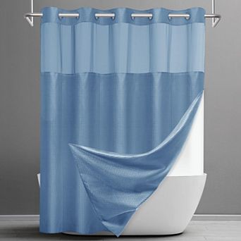 No Hook Waffle Shower Curtain Snap Liner Set