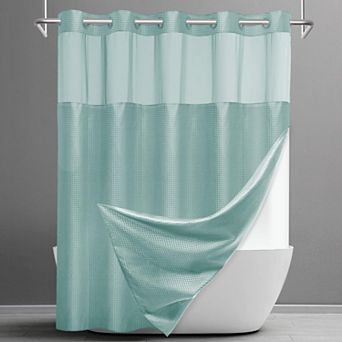 No Hook Waffle Shower Curtain Snap Liner Set