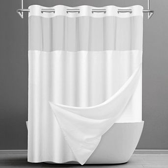 No Hook Waffle Shower Curtain Snap Liner Set