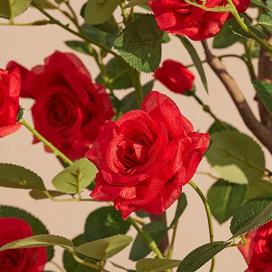 2-Pack UV-Resistant Artificial Rose Tree - Realistic Silk Flowers for Indoor & Outdoor Home Decor