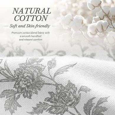 Vintage Floral Cotton Shower Curtain