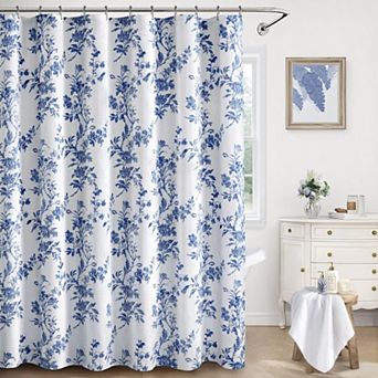 Vintage Floral Cotton Shower Curtain