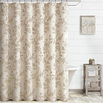Vintage Floral Cotton Shower Curtain