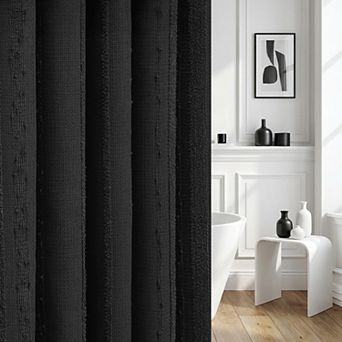 Boho Waffle Weave Stripe Textured Heavy Duty Fabric Shower Curtain Hotel Washable