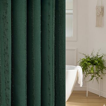 Boho Waffle Weave Stripe Textured Heavy Duty Fabric Shower Curtain Hotel Washable