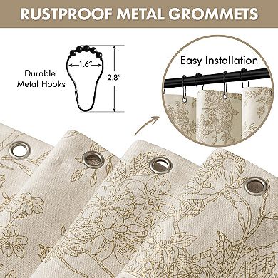 Linen Textured Shower Curtain with Metal Hooks