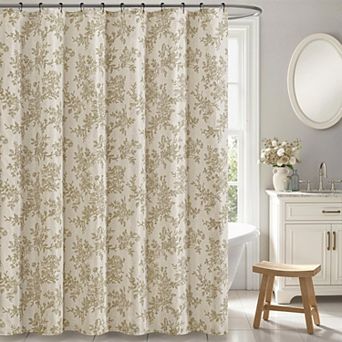 Linen Textured Shower Curtain with Metal Hooks
