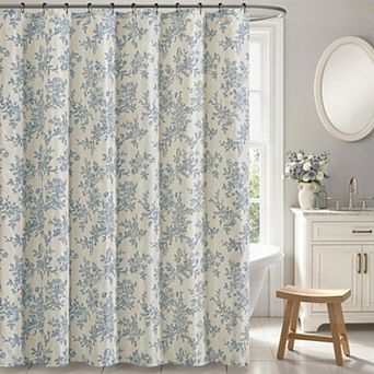 Linen Textured Shower Curtain with Metal Hooks