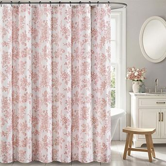 Linen Textured Shower Curtain with Metal Hooks