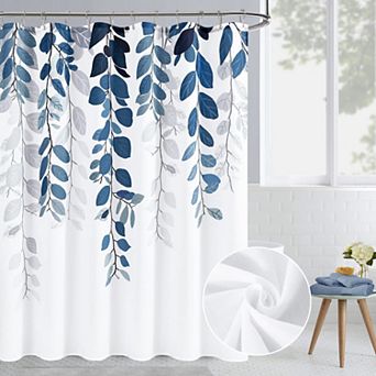 Eucalyptus Shower Curtain Watercolor Leaves Botanical Bath Plant Cloth Hooks