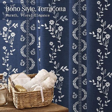 Linen Patterned Tassel Shower Curtain