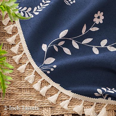 Linen Patterned Tassel Shower Curtain