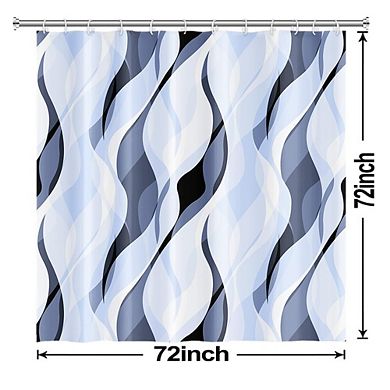 Abstract Striped Shower Curtain Waterproof Polyester With Hooks