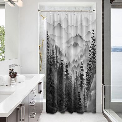 Mountain Forest Pine Tree Shower Curtain