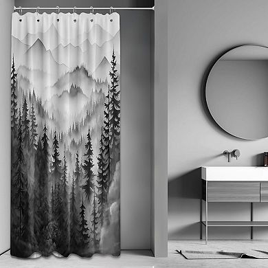 Mountain Forest Pine Tree Shower Curtain