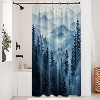 Mountain Forest Pine Tree Shower Curtain