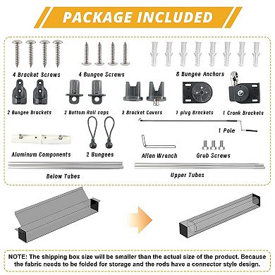 Outdoor Roller Shades Cordless Patio Blinds 36"W x 72"H