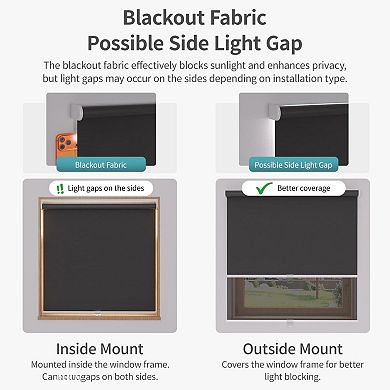 Blackout Cordless Roller Shades Window Blinds Room Darkening 25" X 72"