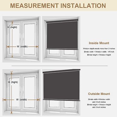 Blackout Cordless Roller Shades Window Blinds Room Darkening 25" X 72"