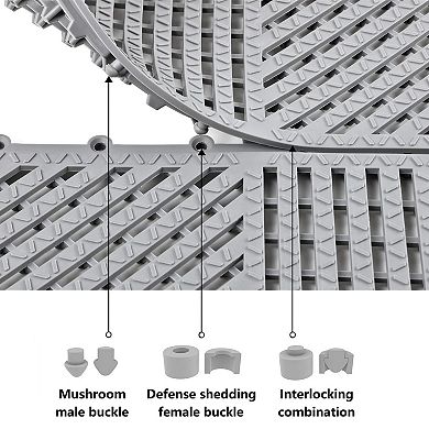 Modular Interlocking Shower Mat with Drain Holes